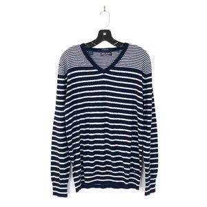 Scotch & Soda Mens Blue Beige Striped V-Neck